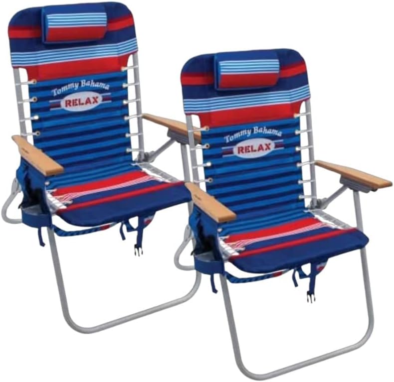 Tommy Bahama Hi-Boy 17" Seat Height 4-Position Lace-Up Suspension Foldin...