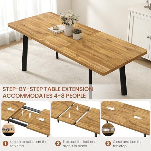 63"-78.7" Expandable Dining Room Table Set for 4-8 People, Walnut |...