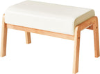 IBUYKE 14.2” H Large Foot Stool Ottoman, Rectangle PU Faux Leather Foot Rest with Padded Seat and Wood Legs, Modern Ottoman Foot Rest for Accent Chair Living Room Bedroom Couch Office, White WBD031W