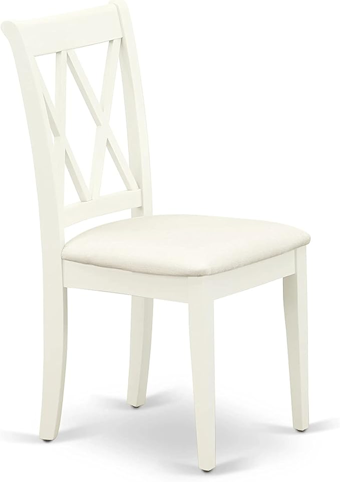 East West Furniture HBCL3-LWH-C 3 Piece Dining Table Set for Small Spaces Contains a Round Dining Room Table with Pedestal and 2 Linen Fabric Upholstered Chairs, 42x42 Inch, Linen White
