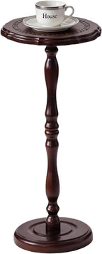 100% Solid Wood Small Side Table, Drink Table for Small Spaces, 25.6“ Round End Table Accent Nightstand for Bedroom, Living Room, Corners and Office, Brown