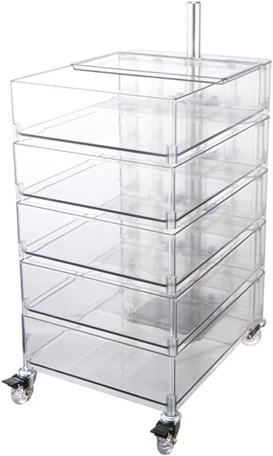 End Table with Storage and Wheels Plastic Side Cabinet Storage Cart Bedside T...