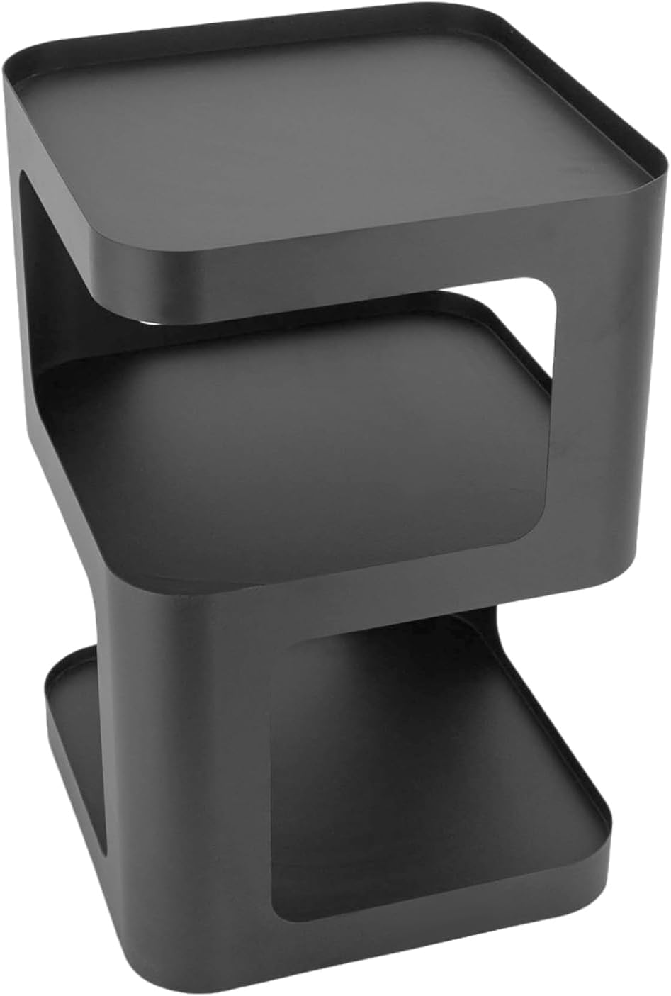 3 Tier Side Table, Black Carbon Steel End Table, Freestanding Modern Bedside ...