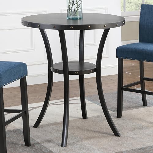 Roundhill Furniture Biony 3-Piece 36" Round Espresso Bar Table with Nail...