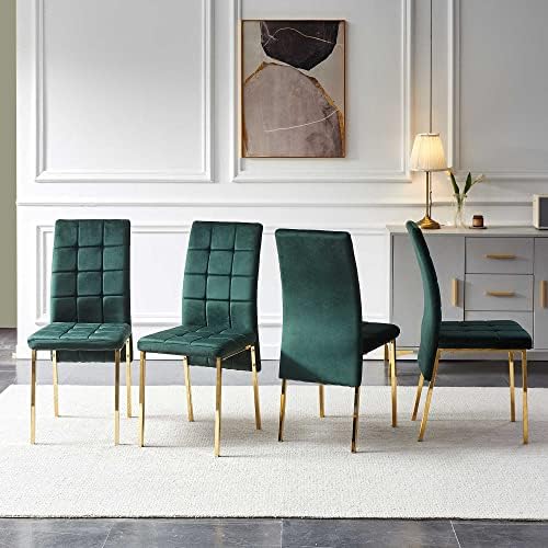 NORDICANA Upholstered Velvet Dining Chairs Classic Kitchen High Back Chairs S...