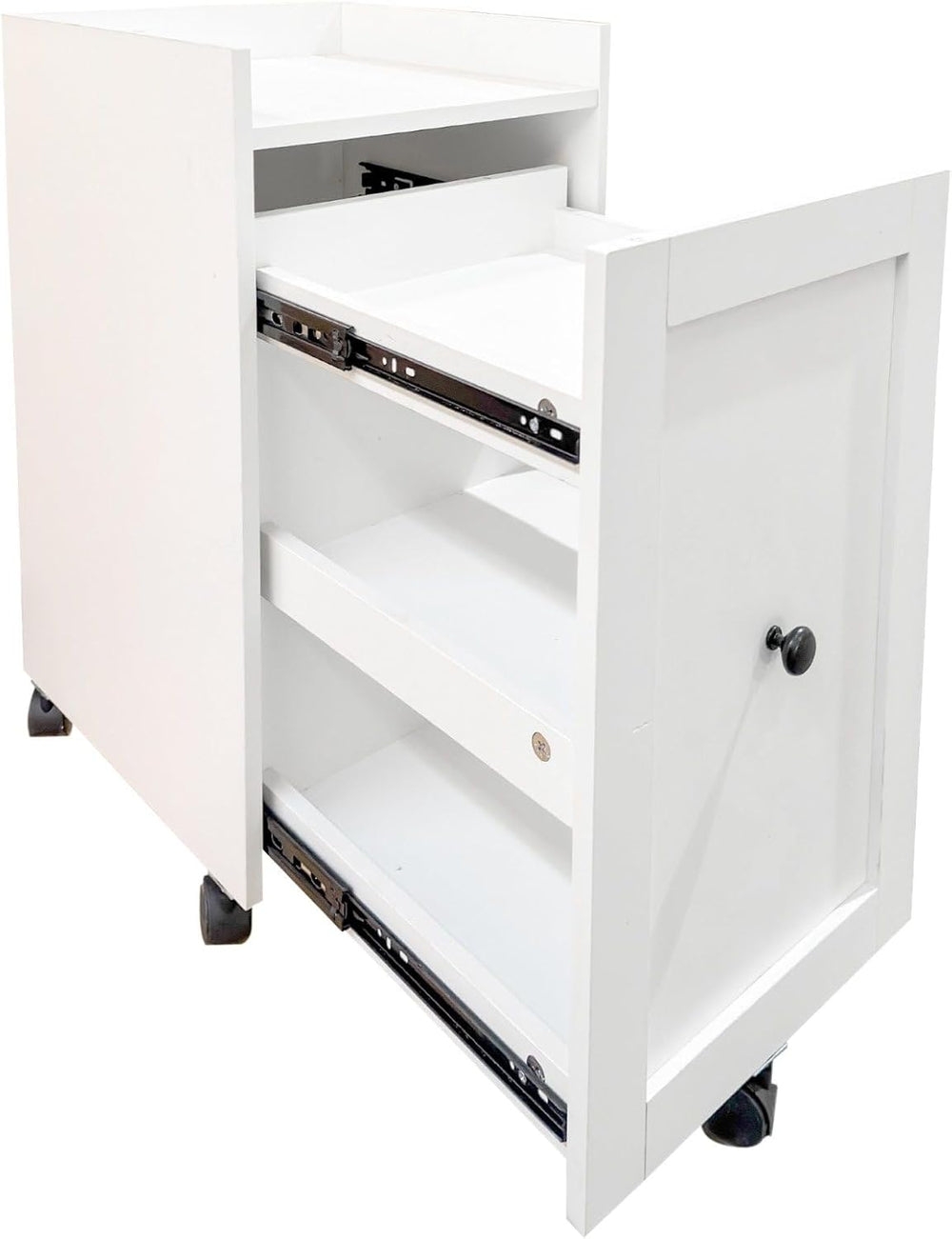 Sliding Pantry Organizer Cabinet with Wheels, 3 Tier Pull Out Snack Storage R...