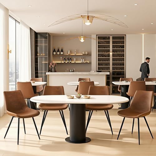 Yaheetech Dining Chairs Set of 6 Mid Century Modern Kitchen Chairs Brown