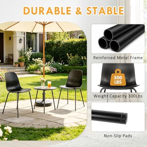 LSSPAID Modern Black Dining Chairs Set of 4, Waterproof Plastic Kitchen Chair...
