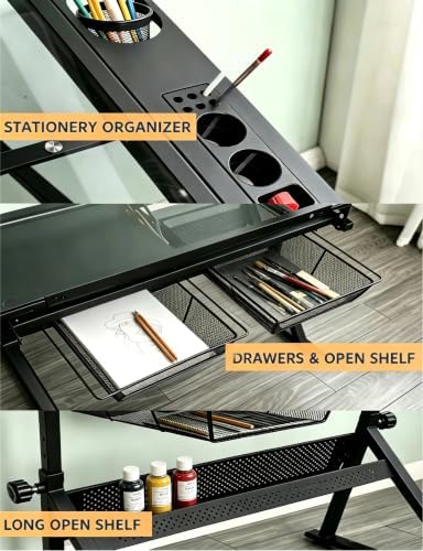Garvee Drafting Table w/Stool, Height Adjustable Drawing Table