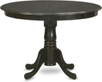 East West Furniture HLCA3-CAP-LC 3 Piece Modern Dining Table Set Contains a Round Wooden Table with Pedestal and 2 Faux Leather Dining Room Chairs, 42x42 Inch, Cappuccino