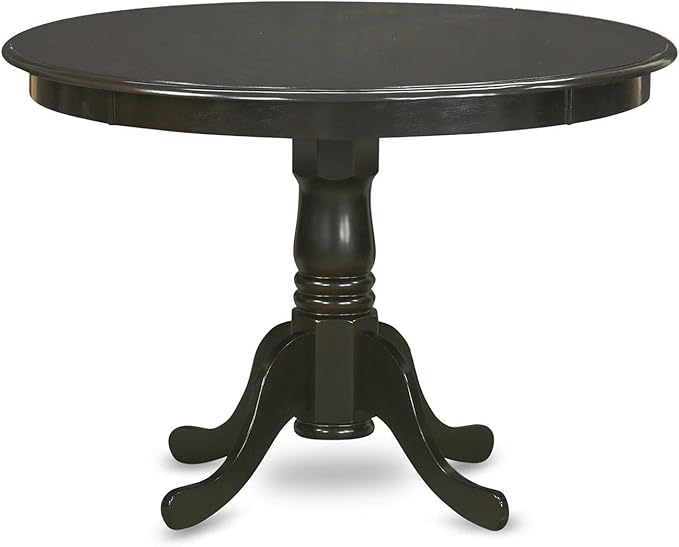 East West Furniture HLCA3-CAP-C 3 Piece Modern Dining Table Set Contains a Round Wooden Table with Pedestal and 2 Linen Fabric Upholstered Dining Chairs, 42x42 Inch, Cappuccino