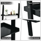 Pemberly Row 5-Tier MDF Ladder Shelves, Black Finish, 74.5" H x 13" W x 23" L, Wall-Leaning Design, Contemporary Storage Unit for Living Room, Study, or Bathroom Decor