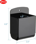 Cosmos Pack of 2 Acrylic Remote Control Holder Adhesive Wall Mount Phone Holder Wall Mount Organizer Media Storage Box Phone Charging Storage Box for Home Office Living Room Bedroom (Solid Black)