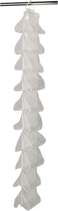 Household Essentials 20‑Pocket Closet Shoe File in Durable Canvas with Plastic Pockets and Single Hook System, Cream
