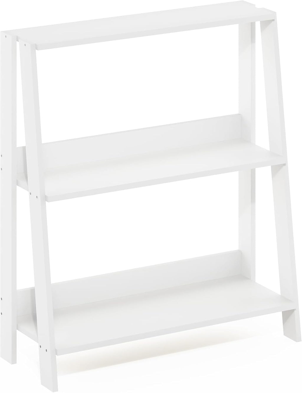 Furinno Ladder Shelf, 3-Tier Ladder Book Shelf, Bookcase, White | Storage Shelves, Storage Rack, for Organization and Storage, Living Room, Home Office