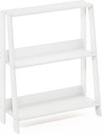 Furinno Ladder Shelf, 3-Tier Ladder Book Shelf, Bookcase, White | Storage Shelves, Storage Rack, for Organization and Storage, Living Room, Home Office