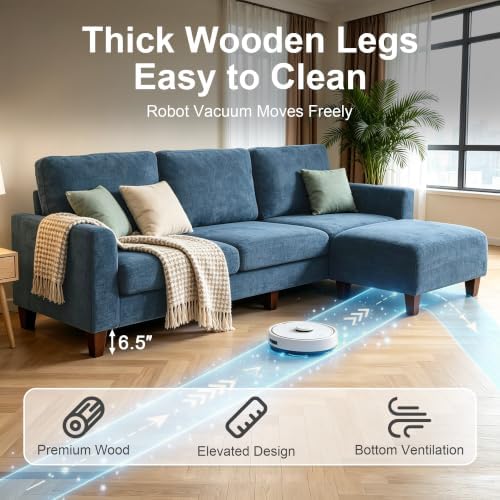 L Shaped Sectional Couch for Living Room, Modular Small Sofa with Ottoman | 9...