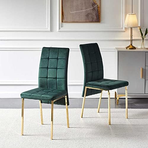 NORDICANA Upholstered Velvet Dining Chairs Classic Kitchen High Back Chairs S...