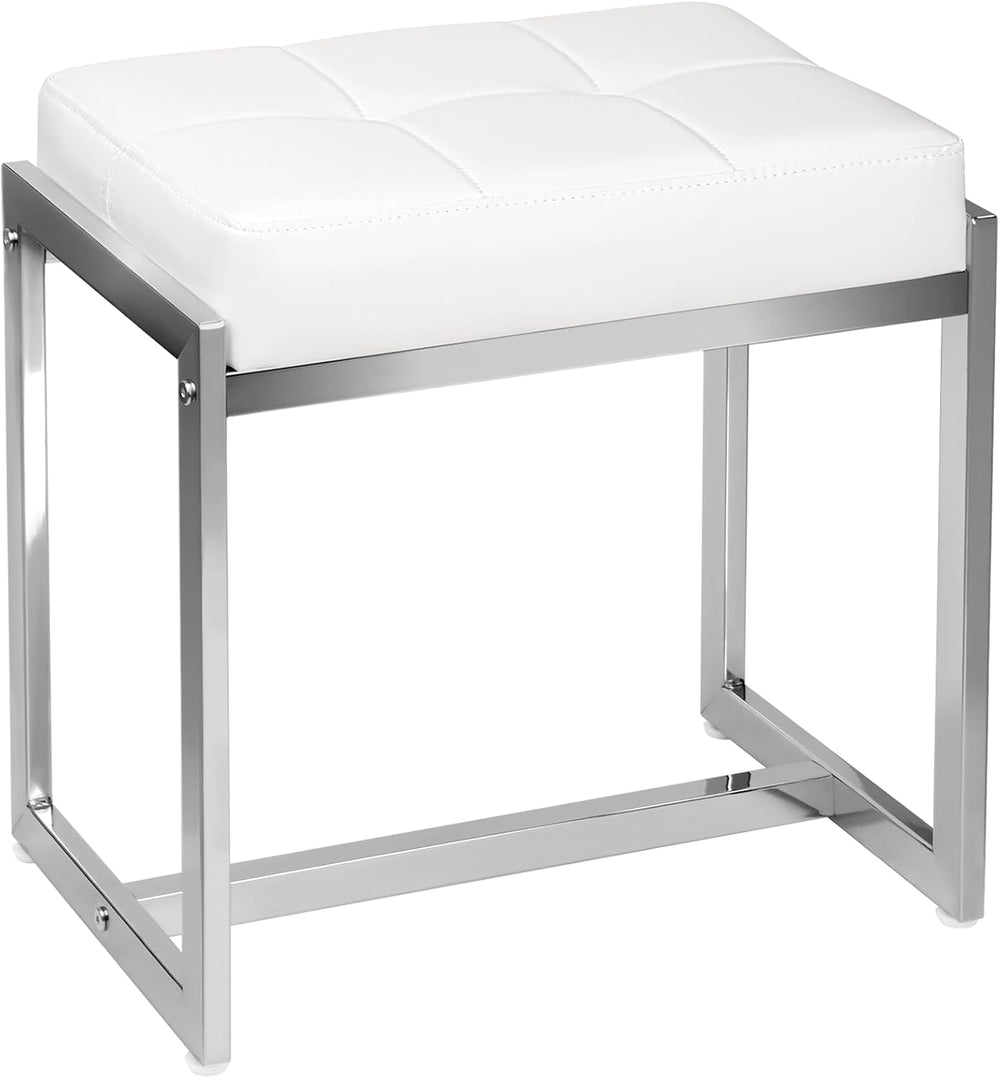 Vanity Stool Chair, Modern PU Leather Ottoman Foot Rest for Vanity Bench with...