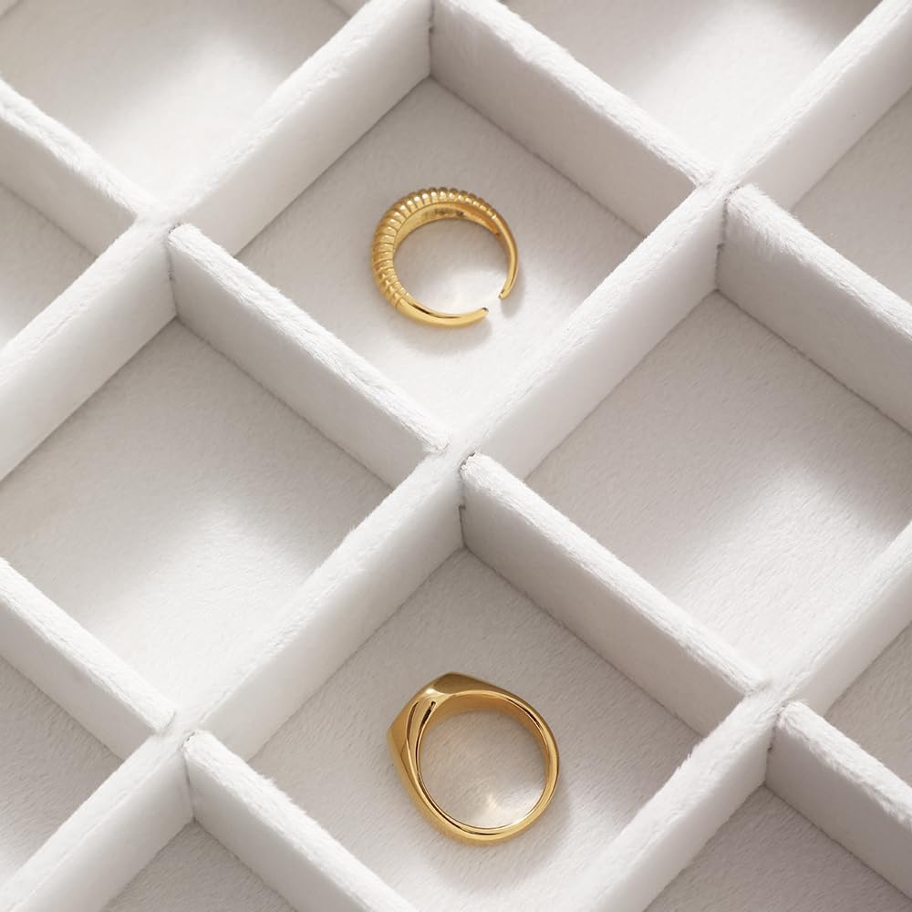 Velvet Stackable Jewelry Display Tray, 24 Grid Earring Ring Storage Tray, Drawer Divider Jewelry Accessories Organizer Plate (White)