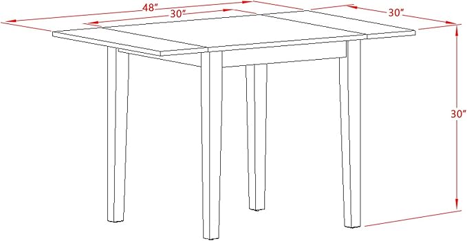 East West Furniture 1NDEN5-LWH-06 5 Piece Dining Table Set for 4 Includes a Rectangle Kitchen Table with Dropleaf and 4 Dark Shitake Linen Fabric Upholstered Chairs, 30x48 Inch, Linen White
