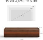 POVISON Fully-Assembled Mid Century Modern TV Stand, 78.74" Wood Media Console with Adjustable LED Light, Entertainment Center with Storage for Living Room