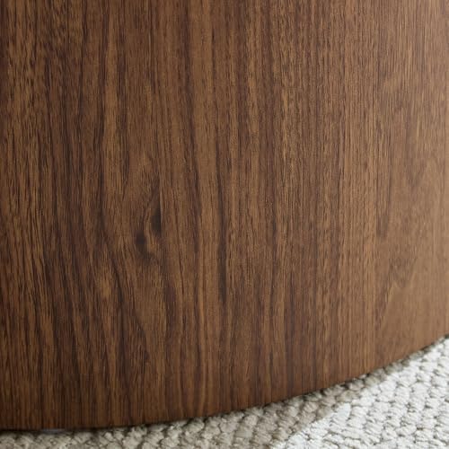 Nesting Coffee Table Set of 2, Modern Round Coffee Table Drum Side Table, Wooden Circle Accent Tables End Tables for Small Spaces Living Room Bedroom Office (Walnut)