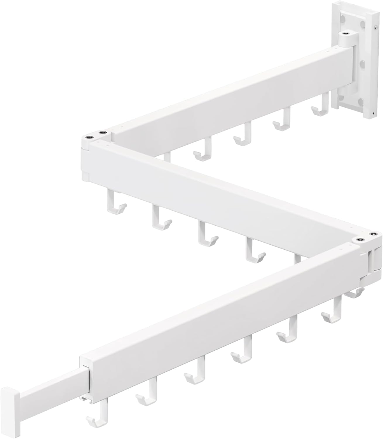 Dr.DJ Clothes Drying Rack for Laundry, Retractable Clothes Hanger Rack Wall Mounted Folding Indoor, Drying Rack, Space Saver Clothes Rack,Collapsible (Tri-Fold) with 18 J-Hooks Laundry Rack White