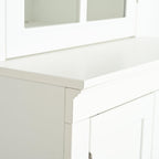 Chic 75.25'' White Freestanding Pantry Cabinet with Glass Door, Ideal for Kitchen & Living Room - Double-Action Doors for Easy Access!