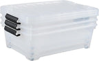 Zopnny 3-Pack 20 Quart Under Bed Shoe Storage Organizer, Underbed Storage Container Box with Wheels, Clear