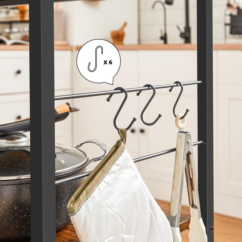 VASAGLE Bakers Rack, Kitchen Shelf, Kitchen Island, Microwave Oven Stand with...