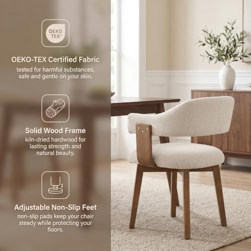 ROCITY Modern Dining Chairs Set of 4 Beige Upholstered Dining Room Chairs, Fa...