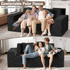 Luxanimarion 77'' Modern Small Cloud Loveseat Sofa, Boneless Love Seat | No Assembly Required Comfy Couches Includes 2 pcs Pillows for Living Room, Bedroom, Apartment, Polar Fleece Black