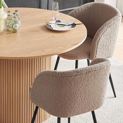 NORDICANA 5-Piece Wooden Round Dining Room Table and Chair Set, 47-Inch Kitch...