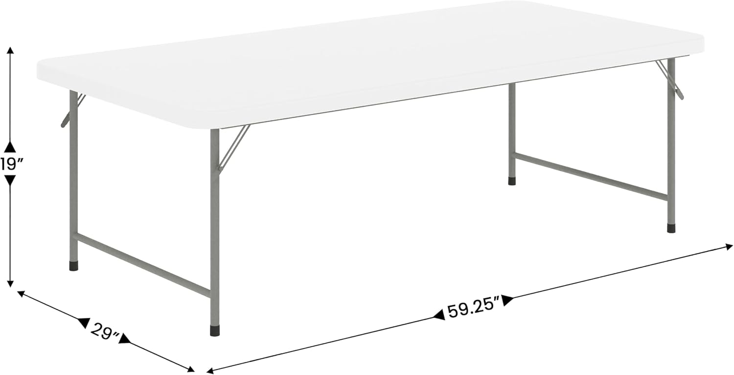 EMMA + OLIVER 4.93' Kids Folding Activity Table for Classrooms and Home, Heavy-Duty Rectangular Plastic Classroom Table for Kids, White