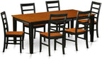 East West Furniture QUPF7-BCH-W 7 Piece Kitchen Table & Chairs Set Consist of a Rectangle Dining Table with Butterfly Leaf and 6 Dining Room Chairs, 40x78 Inch, Black & Cherry