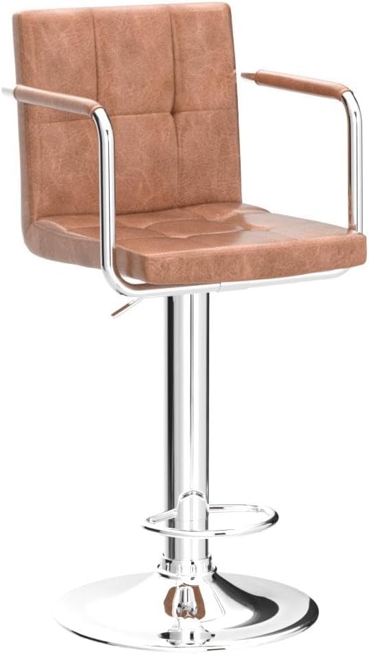 Yaheetech Bar Stools Set of 2, PU Leather Adjustable Swivel Barstools, Hydrau...