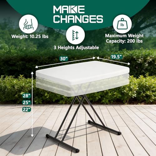 Folding Table 30 Inch - Small Desk Adjustable Height TV Tray for Laptop, Couc...