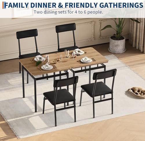 Garvee 3 Piece Dining Table Set, Kitchen Table Set for 2 with 2 PU Upholstere...