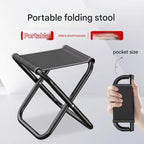 Portable Folding Backpack Stool – Compact Oxford Pocket Chair with Shoulder Strap for Camping, Fishing, Picnics – Carbon Steel Frame, 2 Sizes (Small 26×23×24cm / Large 31×23×29cm), Black/Khaki(Black,L