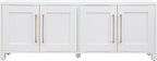 Henn&Hart Rectangular TV Stand for TV's up to 80" in White, TV Stands for the Living Room