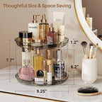 LAMU 2 Tier Lazy Susan Turntable Organizer 9.25'' Rotating Spice Rack Organization for Cabinet, Kitchen, Pantry, Countertop, Bathroom, Vanity, Medicine Cabinet Organizer, Grey