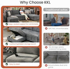 KKL Modular Sectional Sofa U-Shaped 6 Seater Couch with Storage Ottoman, Convertible L-Shaped Plush Wide-Wale Corduroy Couch for Living Room, Apartment, Modern Design, Gray