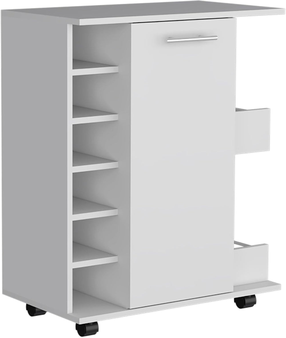 Kitchen Island with Storage and Cabinet, White/Macadamia Finish | Includes pu...