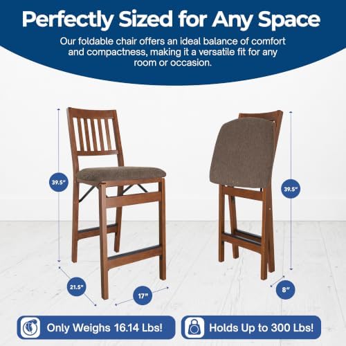 MECO Stakmore Premium Solid Wood Dining Table Folding Counter Stools Set with...