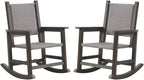 Wicker Outdoor Rocking Chair Set of 2 for Adult, Dark Brown | Durable HDPE frame with woven seat and back, weather-resistant, ideal for porch, patio, garden, lawn, balcony and outdoor use