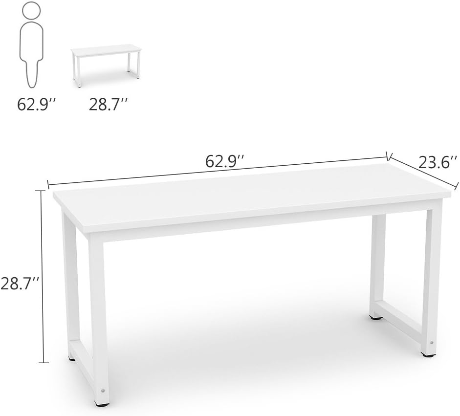 Tribesigns Computer Desk, 63 inch Large Office Desk Computer Table Study Writ...