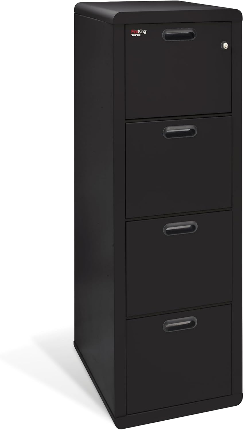 FireKing Turtle Contour - 4 Drawer Fire Safe File Cabinet with Key Lock - 1 H...