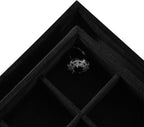 Velvet Stackable Jewelry Display Tray, 24 Grid Earring Ring Storage Tray, Drawer Divider Jewelry Accessories Organizer Plate (Black)