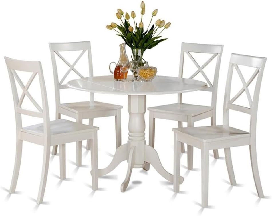East West Furniture DLBO5-WHI-W 5 Piece Kitchen Table Set for 4 Includes a Ro...